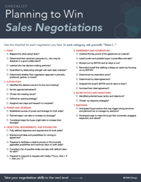 Planning to Win Sales Negotiations