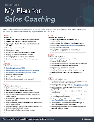 My Plan for Sales Coaching Checklist