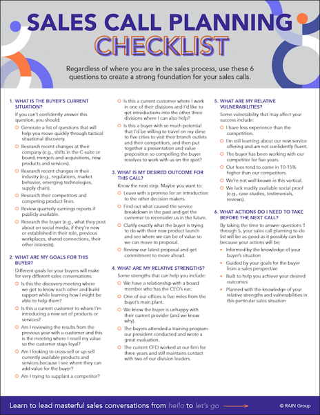 Free download: Sales Call Planning Checklist