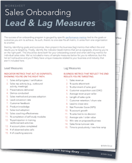 Sales Onboarding Lead and Lag Measures