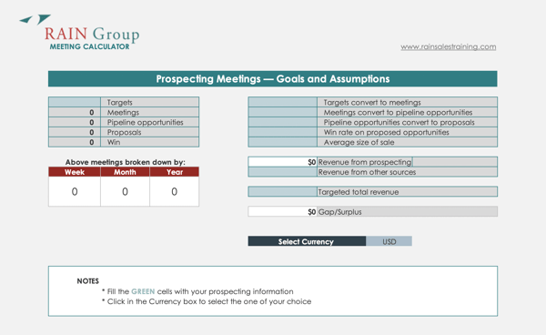 Screenshot of a sales prospecting tool that helps you meet your goals