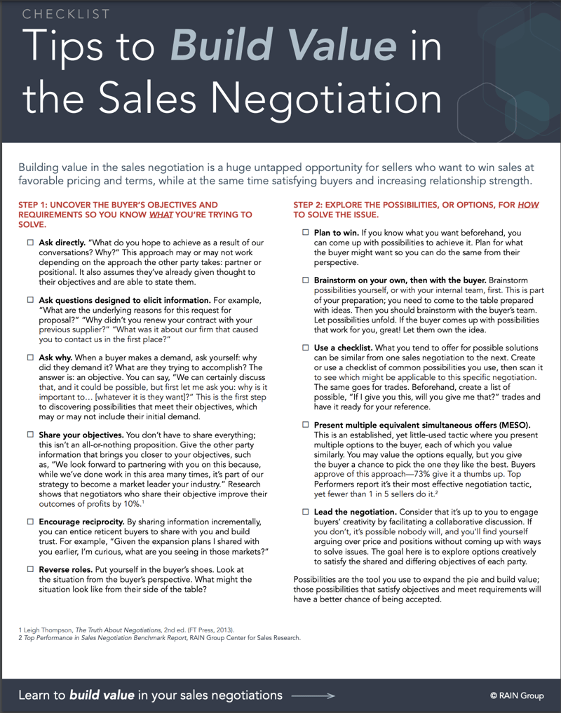 Tips to Build Value in Sales Negotiation