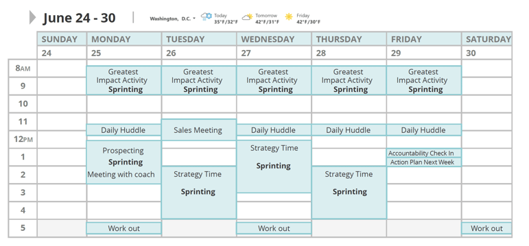 Productivity Calendar Plan