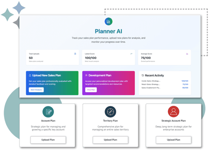 RAIN Planner AI dashboard with previews of planner upload options