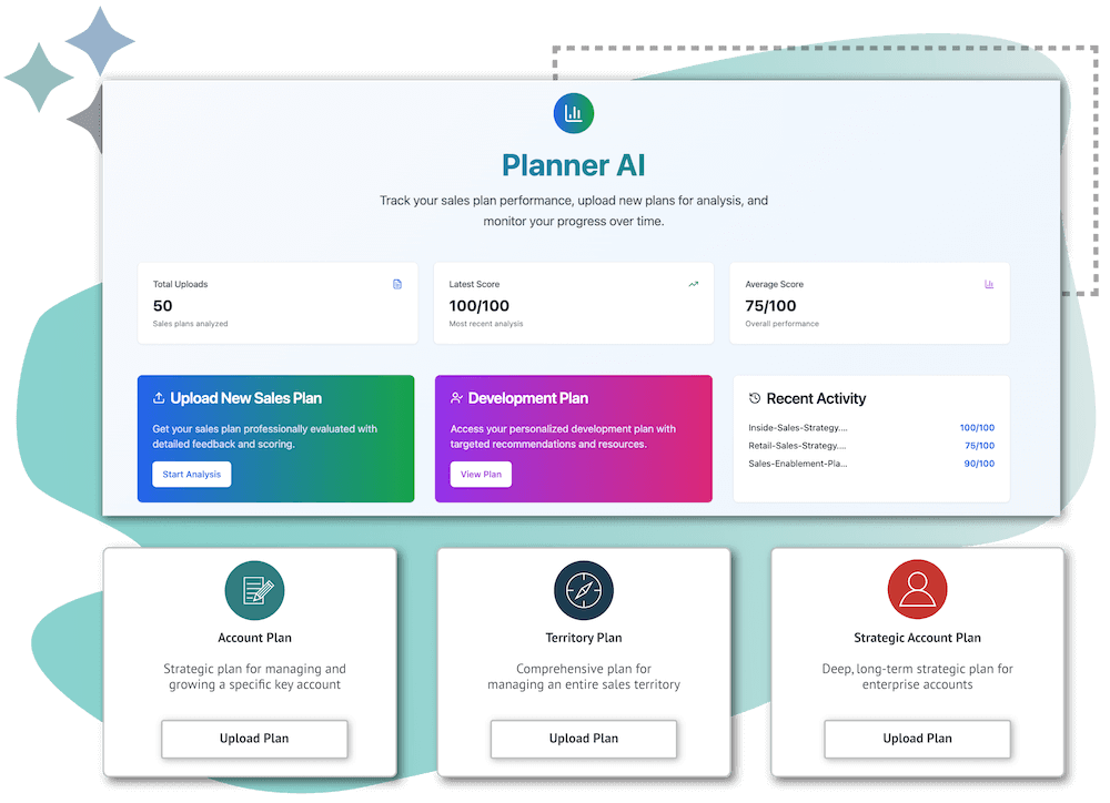 RAIN Planner AI dashboard screen and planner upload options